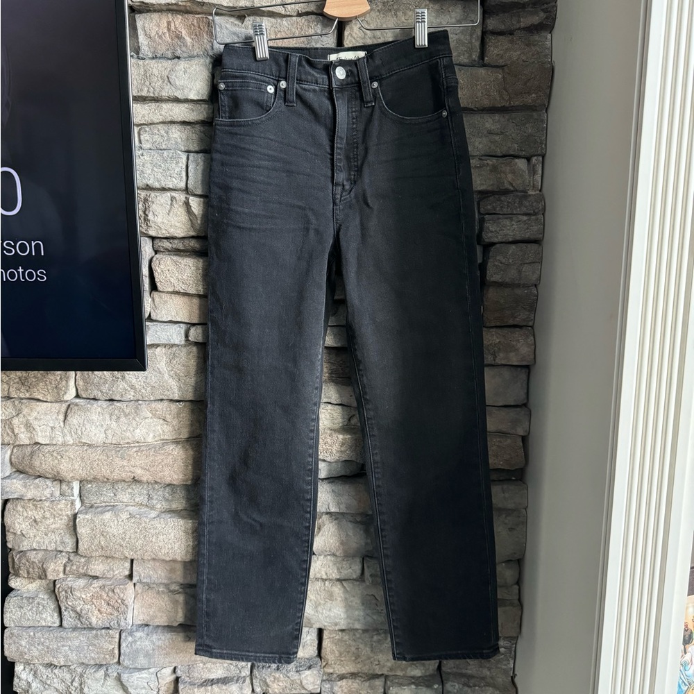 Madewell black classic straight jeans